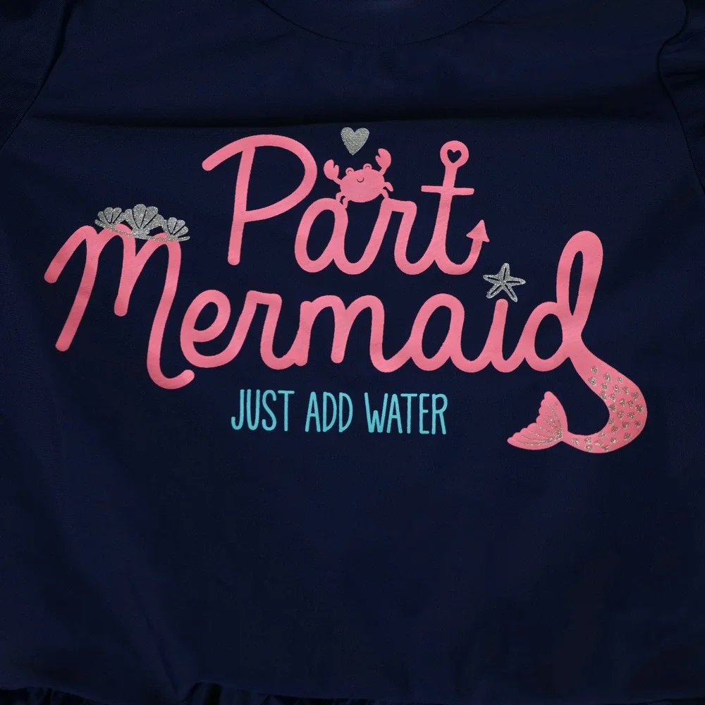 Simple Joys by Carter's Mermaid Shirt Toddler Girls 3T Navy Long Sleeve Swim Top
